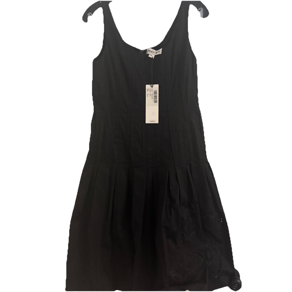A-TOUT-AGE Mallory Dress Black Drop Waist Pleated Cocktail Womens Size 8 $395